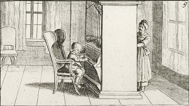 William Crotch, an English musical prodigy. Illustration from a book of drawings for youth; from Nuremberg, in the late 18th century.