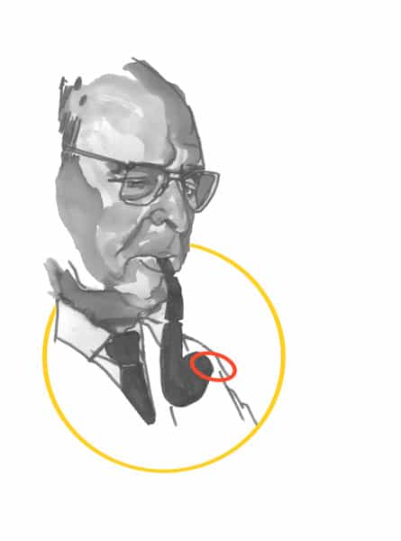 Illustration of Pablo Casals smoking a pipe