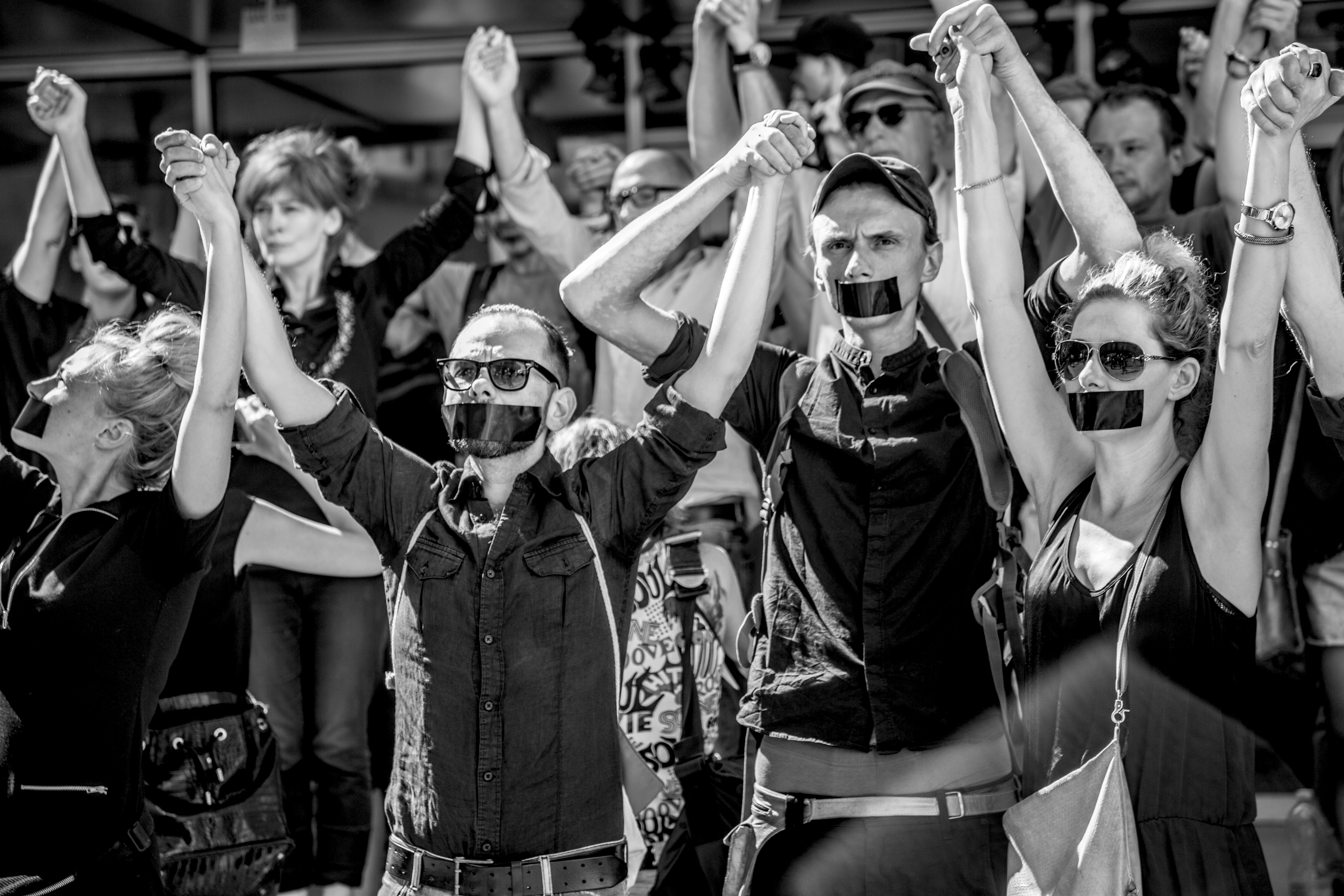 A silent protest after a production of “They,” in September 2016. Photo © Natalia Kabanow