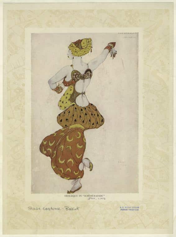 Léon Bakst, Odalisque in “Schéhérazade” (1910–1916) · Image NYPL