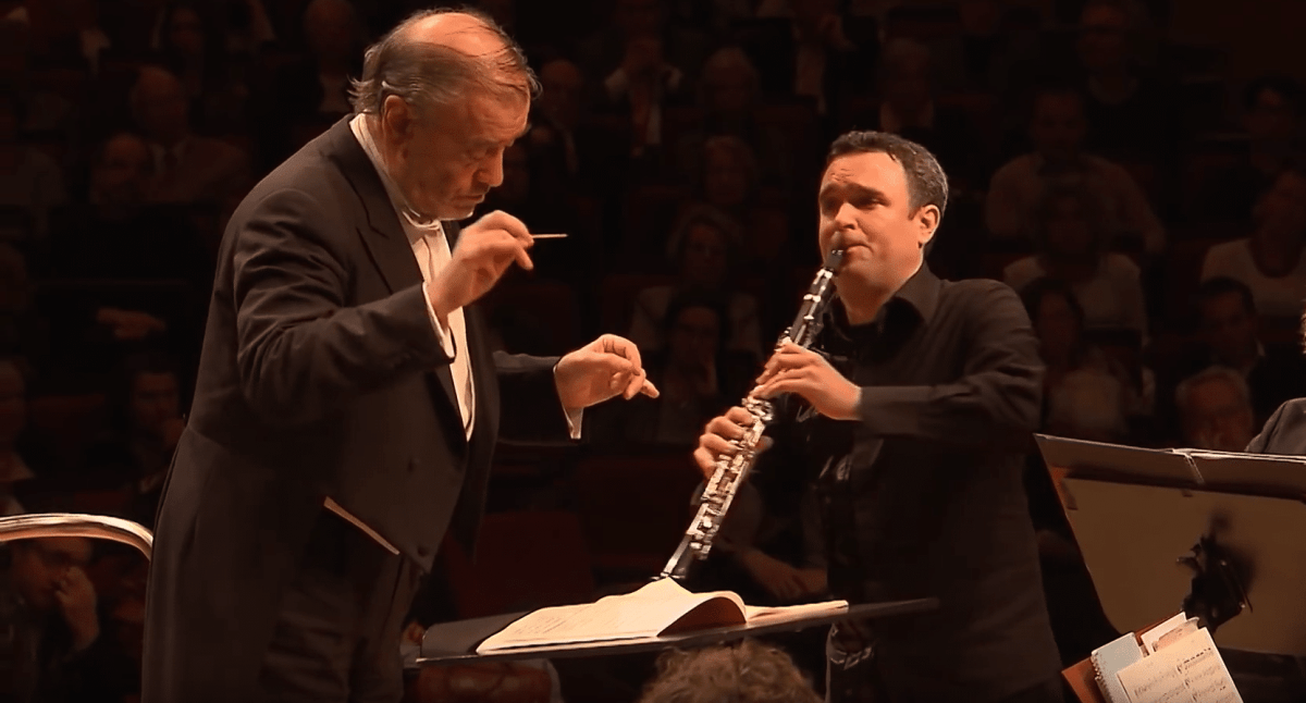 Screenshot from a performance of Mozart’s Clarinet Concerto with Valery Gergiev
